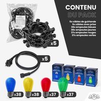 Guirlande Guinguette 50M Filament Multicolore LED 150 Bulbes 