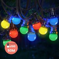 Guirlande Guinguette IP65 50M 100 Bulbes Multicolores