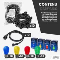 Guirlande Guinguette 100M Filament Multicolore LED 200 Bulbes 