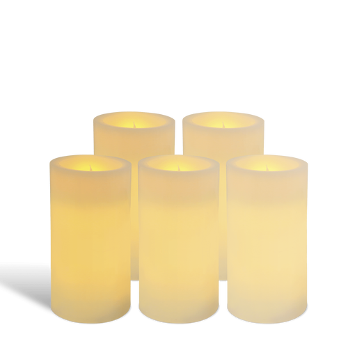 Pack de 5 bougies pilier LED Ivoire 7x15cm