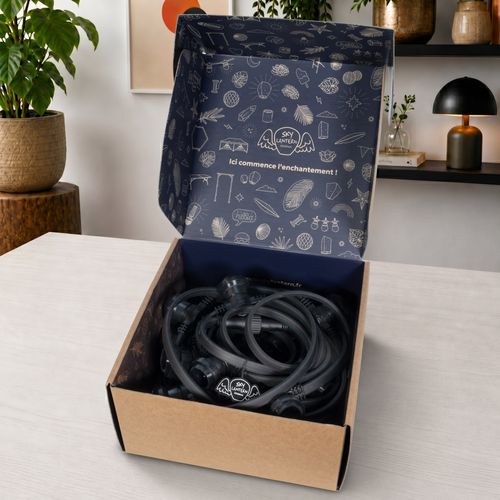 Guirlande Guinguette Noire IP65 10M 20 Douilles pour Ampoules E27