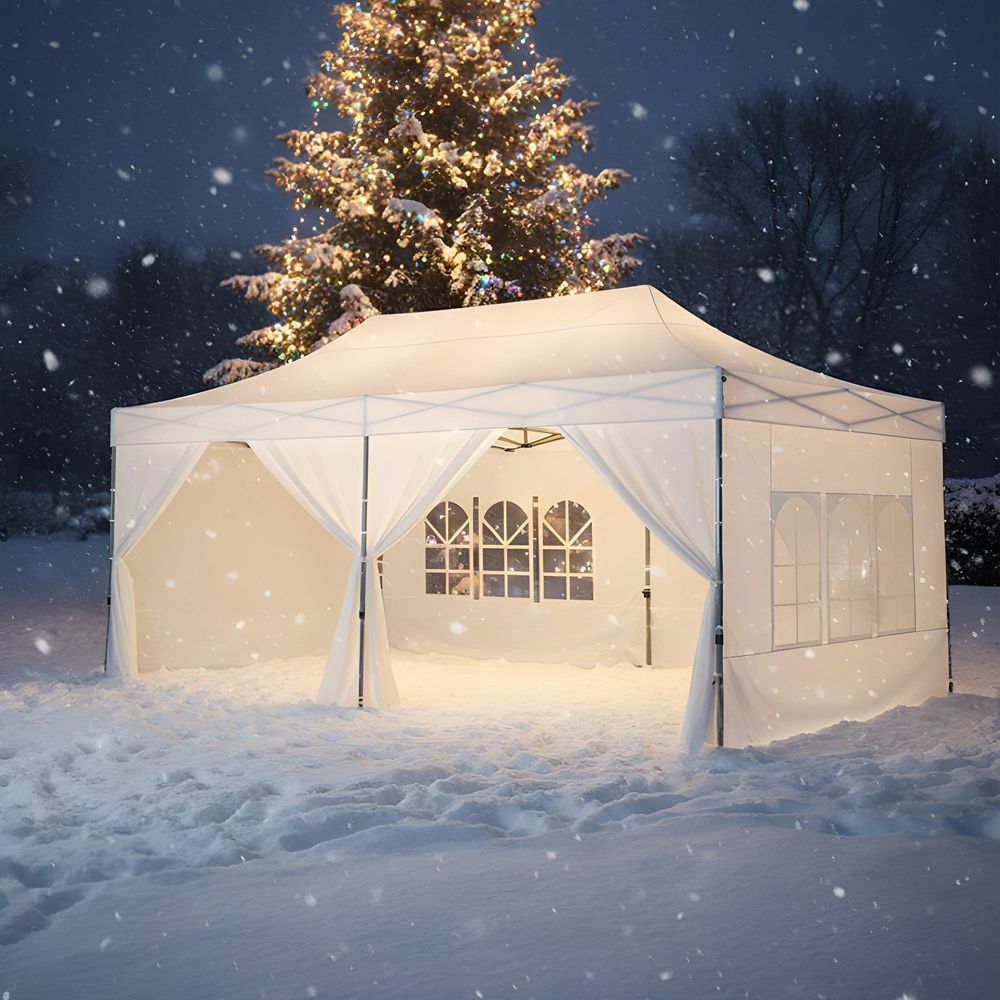 Tente Pliable 3x6m imperméable 320 g/m2 Blanche + 6 Parois