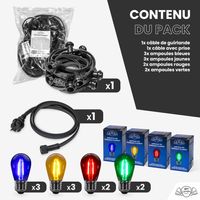 Guirlande Guinguette 10M Filament Multicolore LED 10 Bulbes 