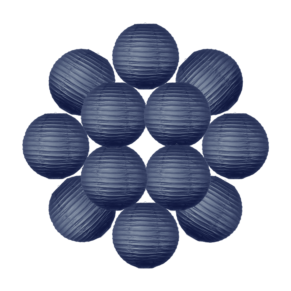 Lot de 12 Boules Japonaises Bleu Navy 40 cm