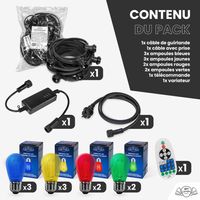 Guirlande Guinguette 10M Filament Multicolore LED 10 Bulbes Dimmables Avec Variateur et Télécommande