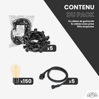 Guirlande Guinguette 50M Filament LED Ambré 150 Bulbes