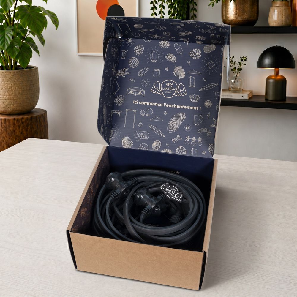 Guirlande Guinguette Noire IP65 10M pour Ampoules E27