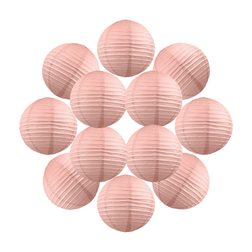 Lot de 12 Boules Japonaises Rose Blush 40 cm
