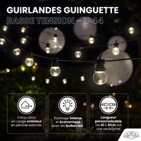 Guirlande Guinguette 10M 20 Bulbes Transparents + 3M de câble 