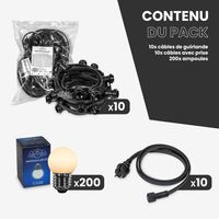 Kit Guirlande Guinguette IP65 100M 200 Bulbes Blancs