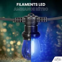 Guirlande de Noël Extérieure "Familliale" IP65  - 10 m 20 Ampoules Multicolores avec Variateur & Télécommande