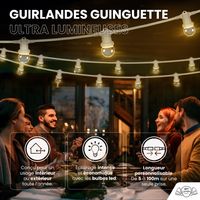 Kit Guirlande Guinguette 20m IP 65 Cable Blanc BulbesTransparents