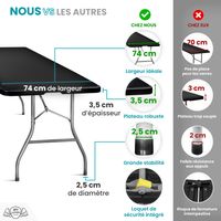 Lot de 10 Tables Pliantes 180x74 cm Noir