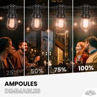 Guirlande Guinguette 20M Filament LED Ambrée 20 Bulbes