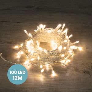 Guirlande de Noël 12m Câble Transparent 100 Leds Blanc chaud