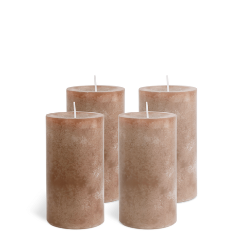 Pack de 4 Bougies Marbrées Taupe 13x7cm