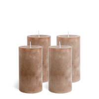 Pack de 4 Bougies Marbrées Taupe 13x7cm