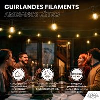 Guirlande Guinguette 30M Filament LED 60 Bulbes 