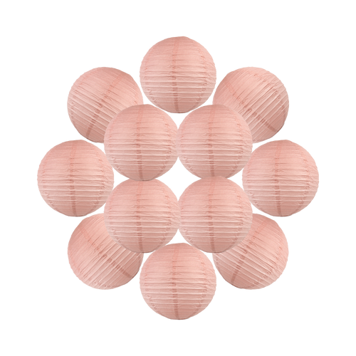 Lot de 12 Boules Japonaises Rose Blush 30 cm