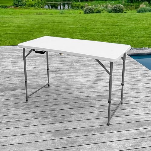 Table Pliante 120x60 cm Blanc Hauteur Réglable