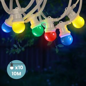 Guinguette Ampoules Remplaçables Multicolore 10 m Cable Blanc