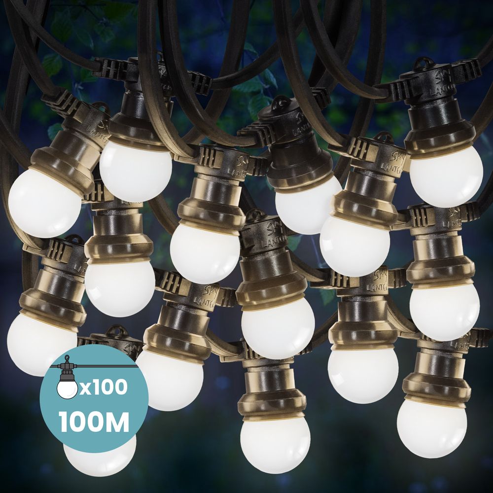 Kit Guirlande Guinguette 100m IP 65 Blanche
