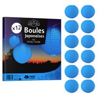 Lot de 12 Boules Japonaises Bleu Roi 30 cm