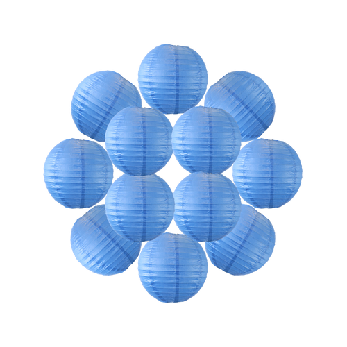 Lot de 12 Boules Japonaises Bleu Roi 20 cm