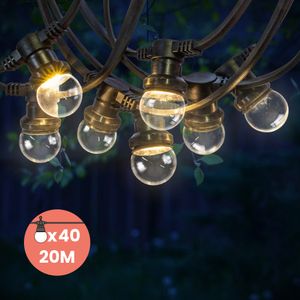 Kit Guirlande Guinguette IP65 20M 40 Bulbes Transparents Dimmables
