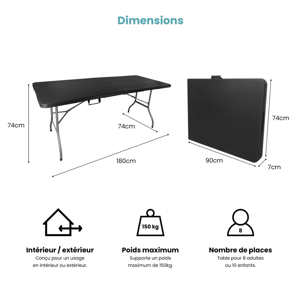 Banc Pliable 180cm Blanc SKYLANTERN