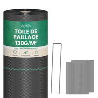 Lot Toile de Paillage 50M 130g/m² + 100 Sardines de Fixation