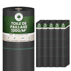 Toile de Paillage 1000m2 - 20 rouleaux 50x1m - Epaisseur 130g/m²