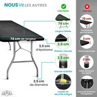 Lot de 2 Tables Pliantes 180x74 cm Noire Effet Rotin