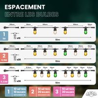 Guirlande de Noël Extérieure "Forestière" IP65 – 10 m 20 Ampoules avec Variateur & Télécommande