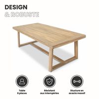 Table de Jardin Elise Bois Acacia Effet Teck - 8 Places