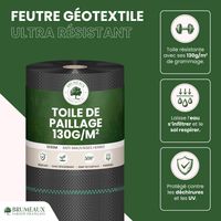 Lot Toile de Paillage 50M 130g/m² + 100 Sardines de Fixation