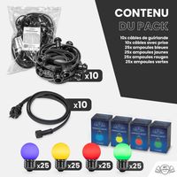 Kit Guirlande Guinguette 100m IP 65 Multicolore