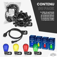 Guirlande Guinguette 10M Filament Multicolore LED 30 Bulbes