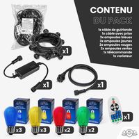 Guirlande Guinguette 5M Filament Multicolore LED 10 Bulbes Dimmables Avec Variateur et Télécommande