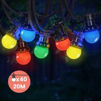 Kit Guirlande Guinguette IP65 20M 40 Bulbes Multicolores