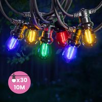 Guirlande Guinguette 10M Filament Multicolore LED 30 Bulbes