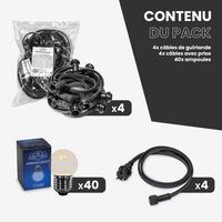 Kit Guirlande Guinguette 40m IP 65 Transparent Dimmable