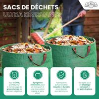 Lot de 3 Grands Sacs Déchets Vert 300L