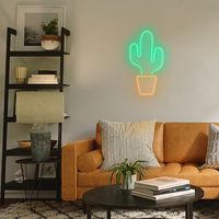 Lampe Neon Cactus Vert et Orange 47 cm