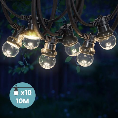 Guirlande Guinguette IP65 10m 10 Bulbes Transparent Dimmables