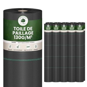 Toile de Paillage 500m2 - 10 rouleaux 50x1m - Epaisseur 130g/m²