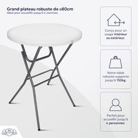 Lot de 5 Tables Hautes Mange Debout Pliante 110x80 cm