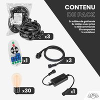 Guirlande Guinguette 30M Filament LED Ambré 30 Bulbes Dimmables