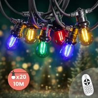 Guirlande de Noël Extérieure "Familliale" IP65  - 10 m 20 Ampoules Multicolores avec Variateur & Télécommande