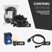 Kit Guirlande Guinguette IP65 20M 40 Bulbes Blancs
